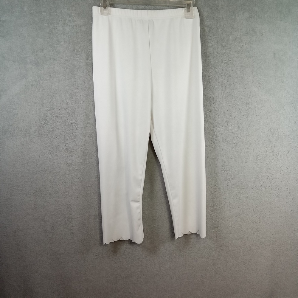 JustFashionNow Womens White Scalloped Hem Cropped Leggings‎ Size S 1346620#